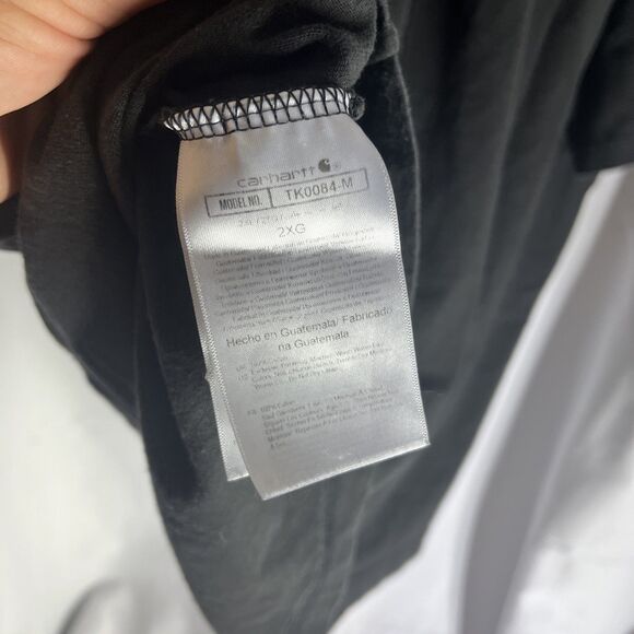 Carhartt 2XL Henley T-Shirt Black 3 Button Loose Fit Short Sleeve Pocket Relaxed - Picture 5 of 5
